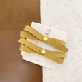 Pair of vintage yellow ribbon hair clips with gold buckles on floral fabric - Grosgrain Ribbon Bow (D-5136-3) / Yellow