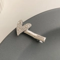 Fermaglio per capelli a cuore argentato con strass incastonati e clip per ragazze - Stile a Cuore con Strass Completo (B-1171)