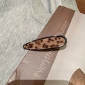 Vintage leopard print hair clip with fuzzy horsehair texture on a dark metal base - Dark Coffee Leopard Triangular (D-5508-1)