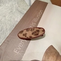 Faux leopard fur oval hair clip with reddish-brown base on knit background - Light Coffee Oval (D-5508-4)