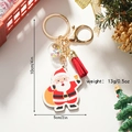 Festive wooden Santa Claus keychain with red tassel and sparkling star glass ball charm - Santa Claus (Christmas Keychain)