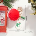 Portachiavi natalizio pupazzo di neve con pompon rosso, nappa verde e chiusura dorata - Stile Pupazzo di Neve Natalizio (Pom Pon di Natale)