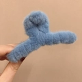 Pinza de pelo de piel sintética azul para peinados de otoño e invierno, tamaño grande - Azul