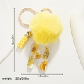 Fashionable yellow daisy letter N keychain with fuzzy pom pom and floral resin charm - Letter N Style (N)