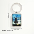 Western cowboy keychain size details 7cm length with silver metal frame and horse motif - Style 2 Keychain