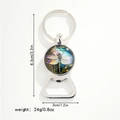 Detailed size chart for dragonfly glass keychain bottle opener with dimensions in cm and inches - Dragonfly Art (Style 10)