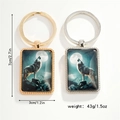 Detailed size specifications for gold and silver wolf pendant keychains with dimensions - Style 2 Keychain