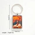 Detailed view of western cowboy keychain with dimensions 7x3cm and sunset horse rider design - Style 4 Keychain