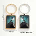 Detailed view of wolf moon rectangle keychains with precise size and weight dimensions - Style 3 Keychain
