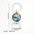Detail view of turtle pattern glass cabochon on a silver metal bottle opener keychain - Art Sea Turtle (Style 4)