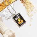 Close-up of tennis pendant with motivational quote on a silver bead chain - Style 4 / Necklace