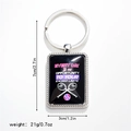 Tennis racket rectangle keychain with inspirational quote and metal dotted frame - Style 1 Keychain