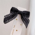 Elegant black lace bow hair clip for girls with intricate mesh crochet texture - Black Lace Hair Clip (K110-4) / Black