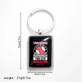 Détail du porte-clés de baseball en métal avec slogan et logo de balle rouge et blanc - Style 8 Porte-clés