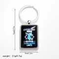 Detail of metal keychain with motivational quote and blue athlete silhouette print - Style 1 Keychain