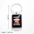 Detail of rugby keychain pendant showing 7cm height, 3cm width and 21g weight measurements - Style 5 Keychain