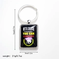 Detail view of steel keychain with american football helmet and motivational quote - Style 7 Keychain