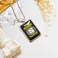Macro view of inspirational baseball pendant necklace with silver bead chain on reflective base - Style 9 / Necklace