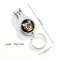 Macro shot showing 3-in-1 tool dimensions: 8.8cm length and 3.3cm keychain ring - Letter G