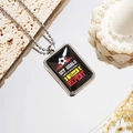 Dettaglio della catena a sfere argentata con ciondolo dog tag ispiratore di calcio - Stile 6 Collana
