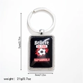 Portachiavi calcio con testo Believe in the Impossible e bordo in metallo intrecciato - Stile 4 Portachiavi