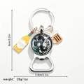 Close-up of metal bottle opener keychain with tiger emblem and beer charms - Tiger Head Pattern (Style 6)
