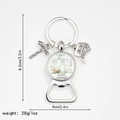 Close-up of Happy Camper keychain bottle opener with vintage camper glass dome art - Retro Happy Camper Style (13)