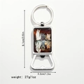 Detailed dimensions of cat-tiger reflection metal beer bottle opener keychain, 9.1x3.2cm - Cat Family Reflection (Style 6)