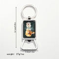 Polished silver metal bottle opener keychain featuring a Golden Retriever puppy portrait - Golden Retriever with Wolf Reflection (Style 8)