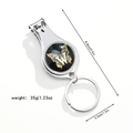 Silver 3-in-1 bottle opener nail clipper keychain with butterfly and letter W design - Letter W