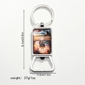 Lion King theme square metal bottle opener keychain with size and weight dimensions - Lion Cub with Lion Reflection (Style 1)