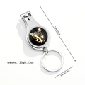 Close-up of 3-in-1 metal keychain featuring a nail clipper, bottle opener, and butterfly Y design - Letter Y