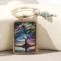 Creative Tree of Life keychain with colorful glass pendant and golden frame for bags - Colorful Rainbow Tree(1)
