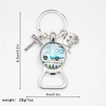 Silver Happy Camper keychain with bottle opener, blue caravan glass cabochon and metal charms - Blue Happy Camper Style (6)