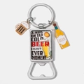 Close-up of portable beer bottle opener keychain with retro cold beer glass pendants - Vintage Beer Illustration COLD BEER Pattern (5)
