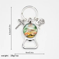Vintage camper van glass keychain with summer holiday motif and integrated bottle opener - Summer Holiday Retro Van Style (9)