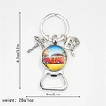 Camping keychain with camper van and road sign charms including bottle opener function - Beach Woodie Car Style (10)