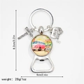 Silver camper van bottle opener keychain with pink retro bus and camping sign charm - Pink Retro Van Style (11)