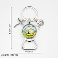 Silver camper keychain bottle opener with Happy Camper glass charm and camping sign - Happy Camper Van Style (12)