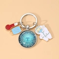 Detailed macro view of medical charms keychain with syringe, thermometer and caduceus icon - Gold Frame Career Motto Style (7)