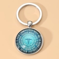 Vue macro de l'emblème Caducée et prière sous verre sur porte-clés argenté - Healer Prayer Style (10)