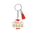 30PCS Acrylic Graduation Keychain with Red Tassel and Class of GRAD Medallion - Red