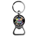 Close-up of a vintage zinc alloy bingo bottle opener keychain with colorful ball patterns - Give Those Balls A Good Shake Style (6)