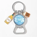 Metal World's Best Dad bottle opener keychain with beer and mug charms gift - World's Best Dad Blue Seal Style (1)