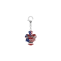 Detail van de kruisvormige sleutelhanger met US vlag ontwerp en God Bless the USA tekst - God Bless the USA Kruis