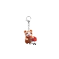 Detailansicht Schwein Schlüsselanhänger im Bären-Hoodie mit rotem Einkaufswagen - Schwein mit Einkaufswagen
