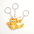 Set di 3 portachiavi a forma di gatto tigrato arancione con anelli in metallo argentato - Gatto (5130215200042)