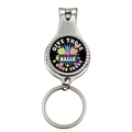 Detail van bingo-sleutelhanger met ingebouwde nagelknipper en gepolijste roestvrij staal - Bingo Ballen Schudden Patroon (Stijl 1)
