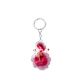 Detailed view of artistic acrylic keychain with girl in red petal dress on carnation - Red Petal Dress Girl in Carnation Style (12)