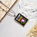 Rugged rectangle rugby tag necklace with inspirational text and crystal border - Style 7 Necklace